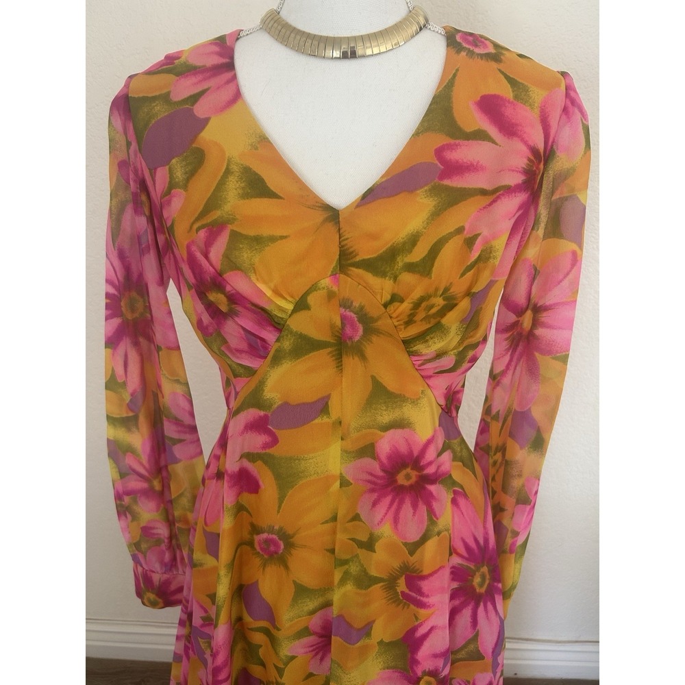 womens 1970s vintage floral maxi dress - Picture 2 of 8